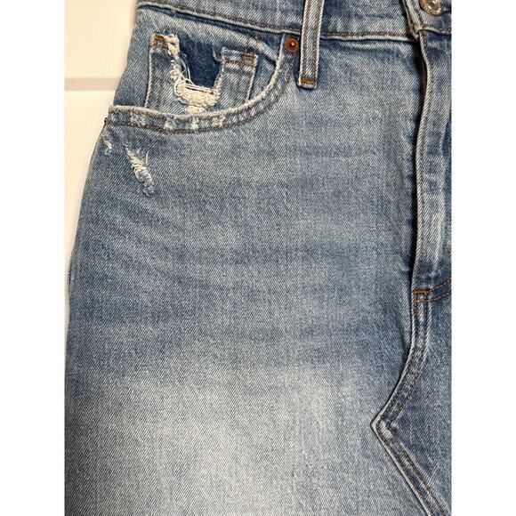 Abercrombie & Fitch Ultra High Rise Mini Jean Skirt Size 27/4 Curve Love Denim - Picture 3 of 6
